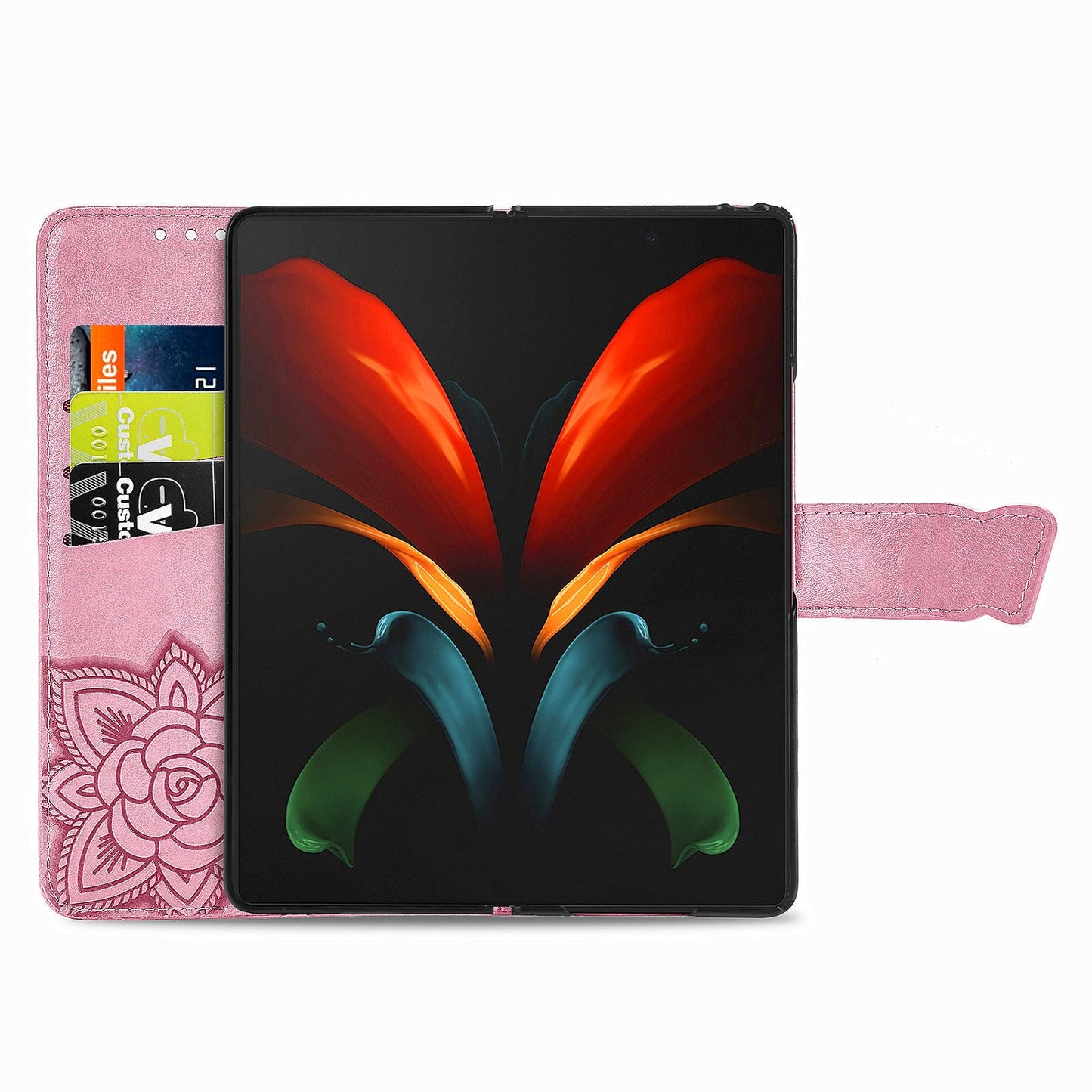 Luxuriöses geprägtes Schmetterling Leder Wallet Case für Samsung Galaxy Z Fold3 5G