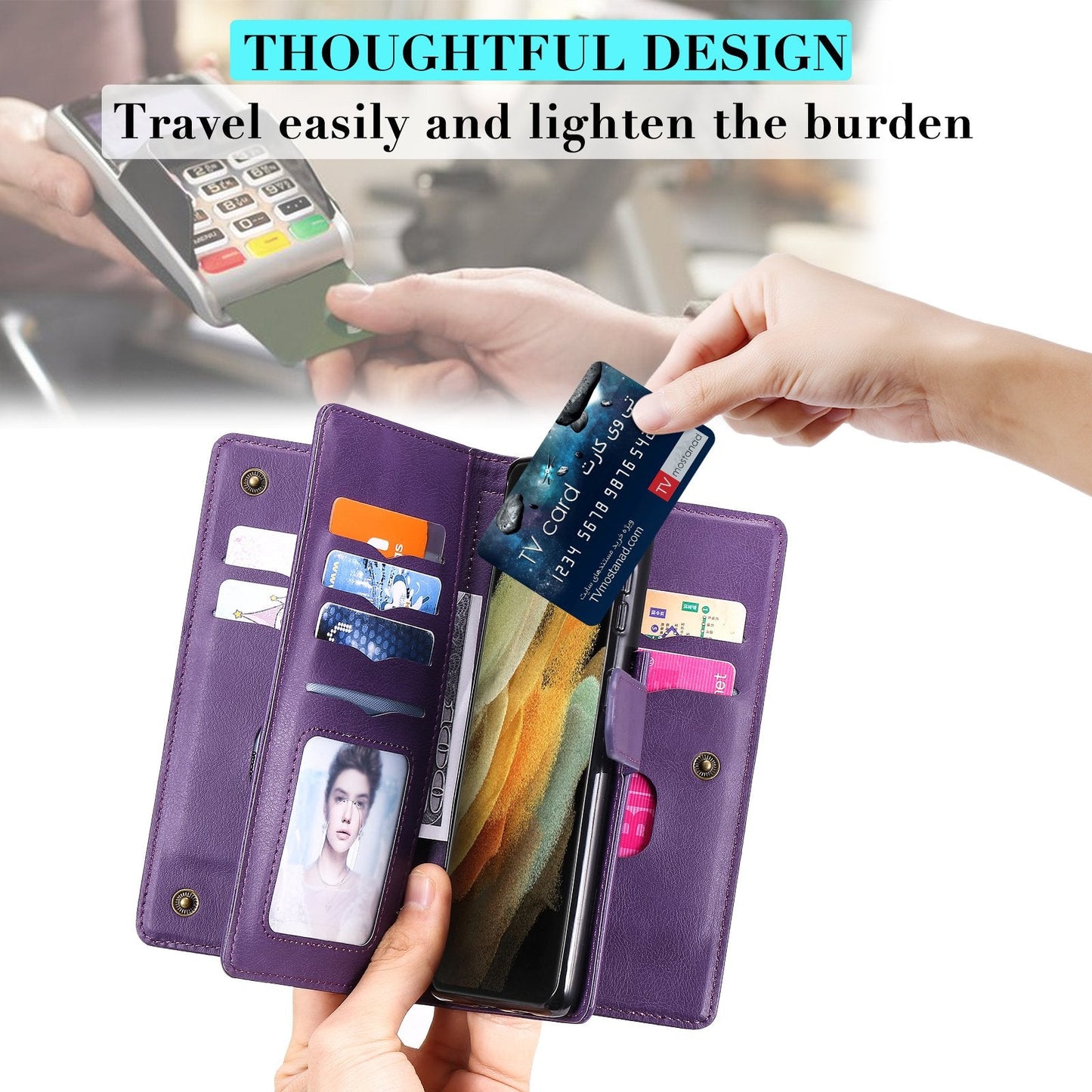 Multifunktionale Großraum-Brieftaschen-Handyhülle für Samsung A42 5G
