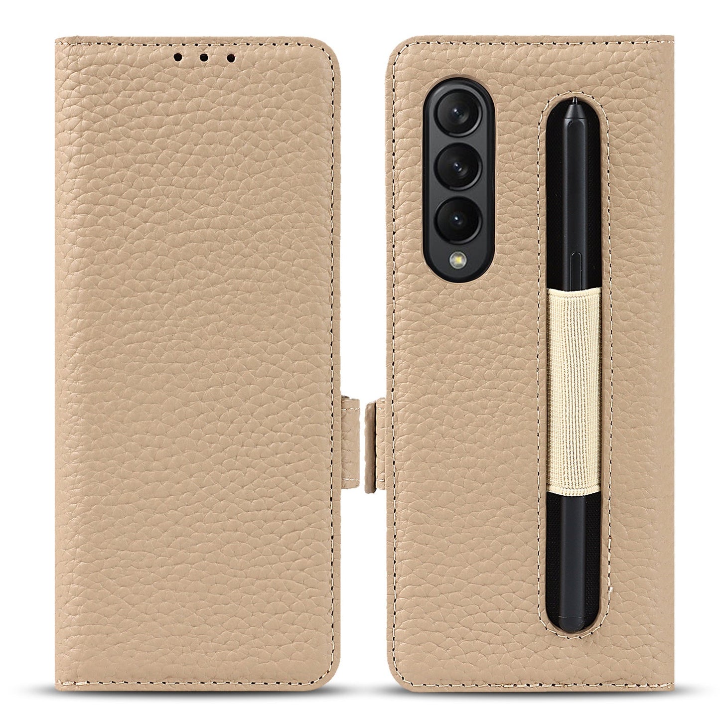 Hochwertige Litschi-Anti-Fall-Handyhülle mit Stiftschlitz für Samsung Galaxy Z Fold3 5G