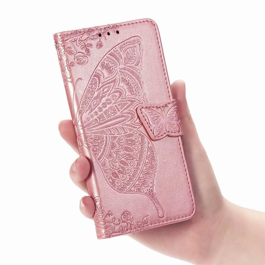Luxuriöse geprägte Schmetterling Leder-Brieftaschen-Schutzhülle für LG