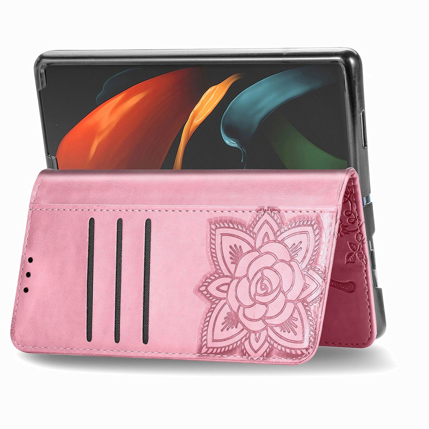 Luxuriöses geprägtes Schmetterling Leder Wallet Case für Samsung Galaxy Z Fold3 5G