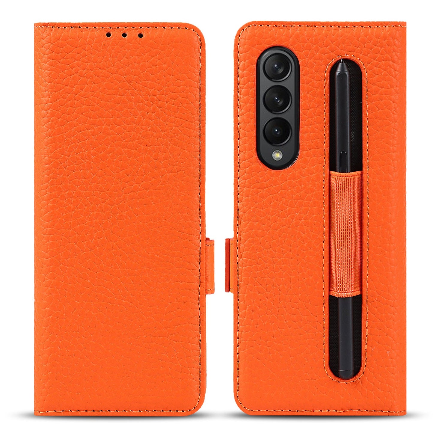 Hochwertige Litschi-Anti-Fall-Handyhülle mit Stiftschlitz für Samsung Galaxy Z Fold3 5G