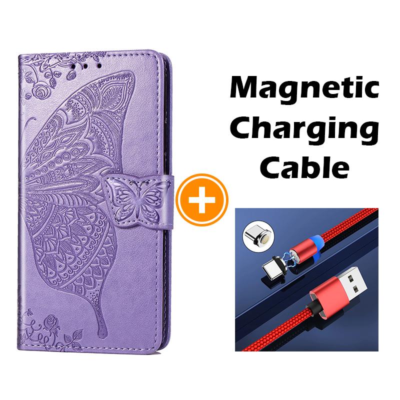 Luxuriöse geprägte Schmetterling Leder Geldbörse Flip Case für Samsung A10E
