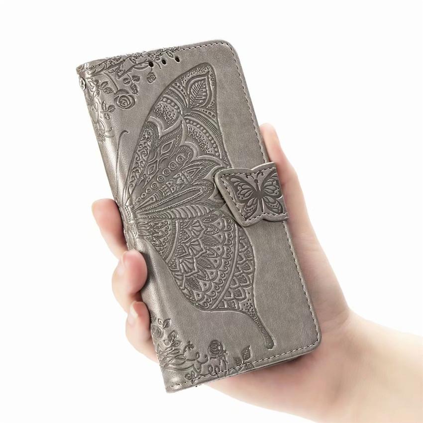 Luxuriöse geprägte Schmetterlings-Leder-Brieftaschen-Klapphülle für LG Stylo 4