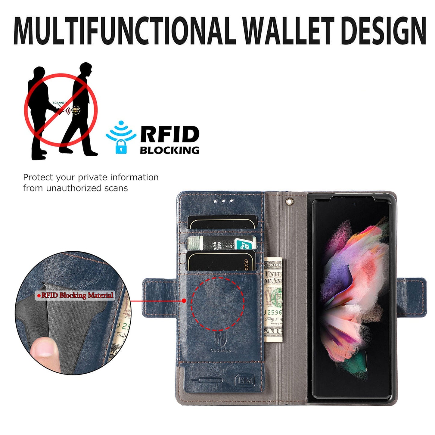 Magnetische Leder-Handyhülle für Samsung Galaxy Z Fold3 5G