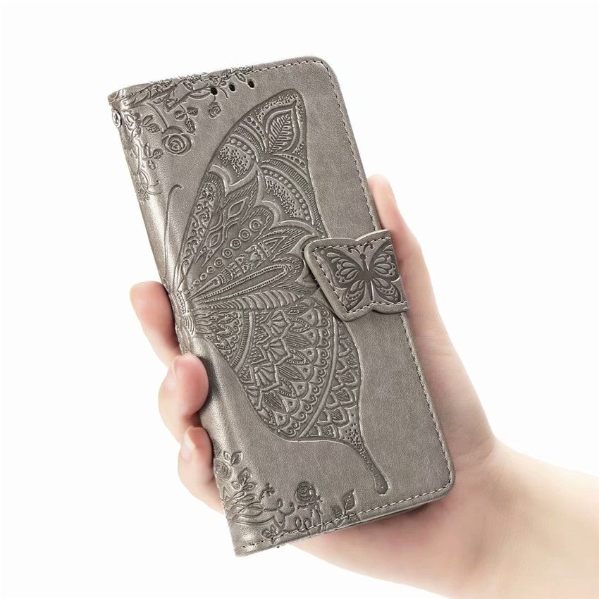 Neue luxuriöse Brieftaschen-Schutzhülle aus geprägtem Leder mit Schmetterlingsmotiv für iPhone 7 Plus/8 Plus