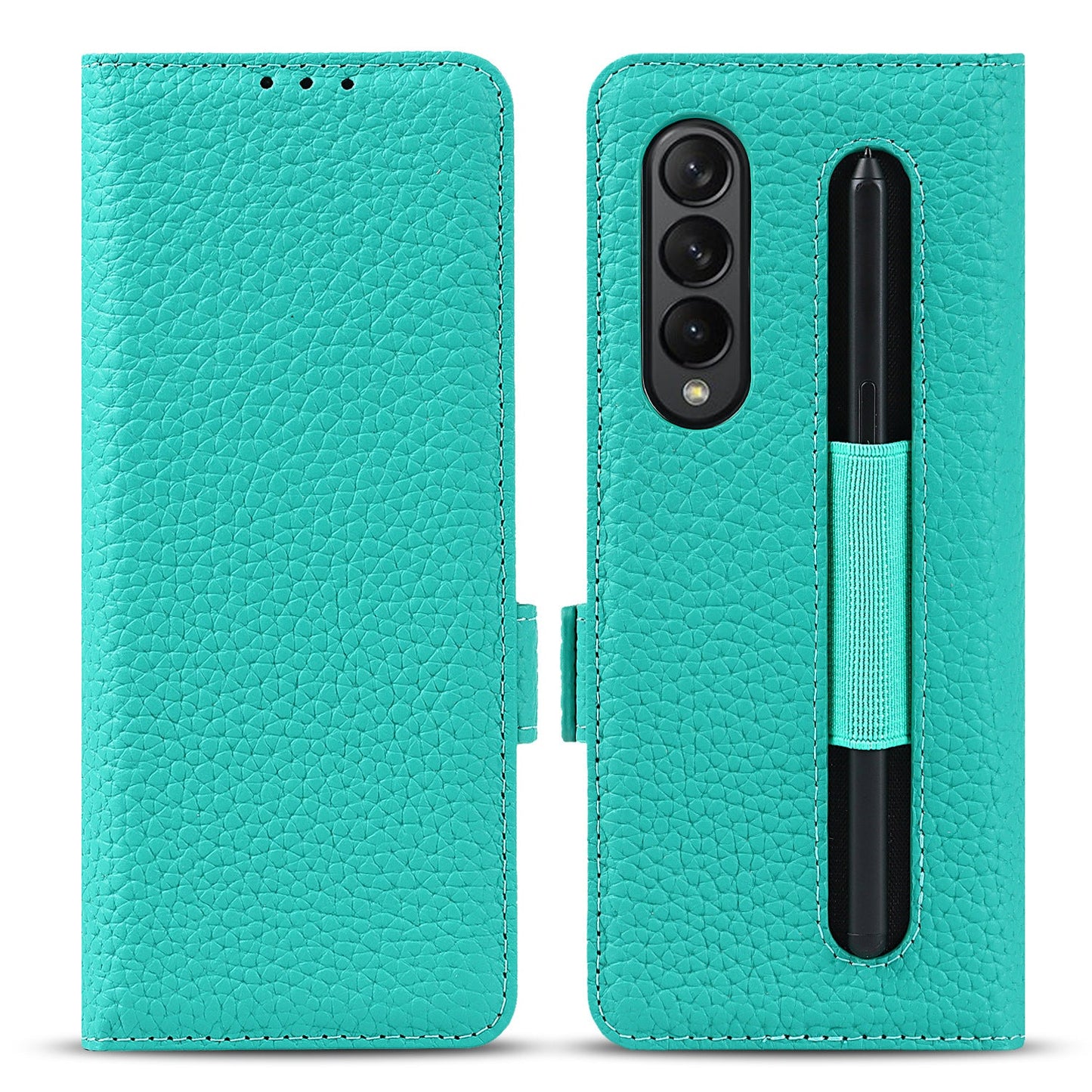 Hochwertige Litschi-Anti-Fall-Handyhülle mit Stiftschlitz für Samsung Galaxy Z Fold3 5G