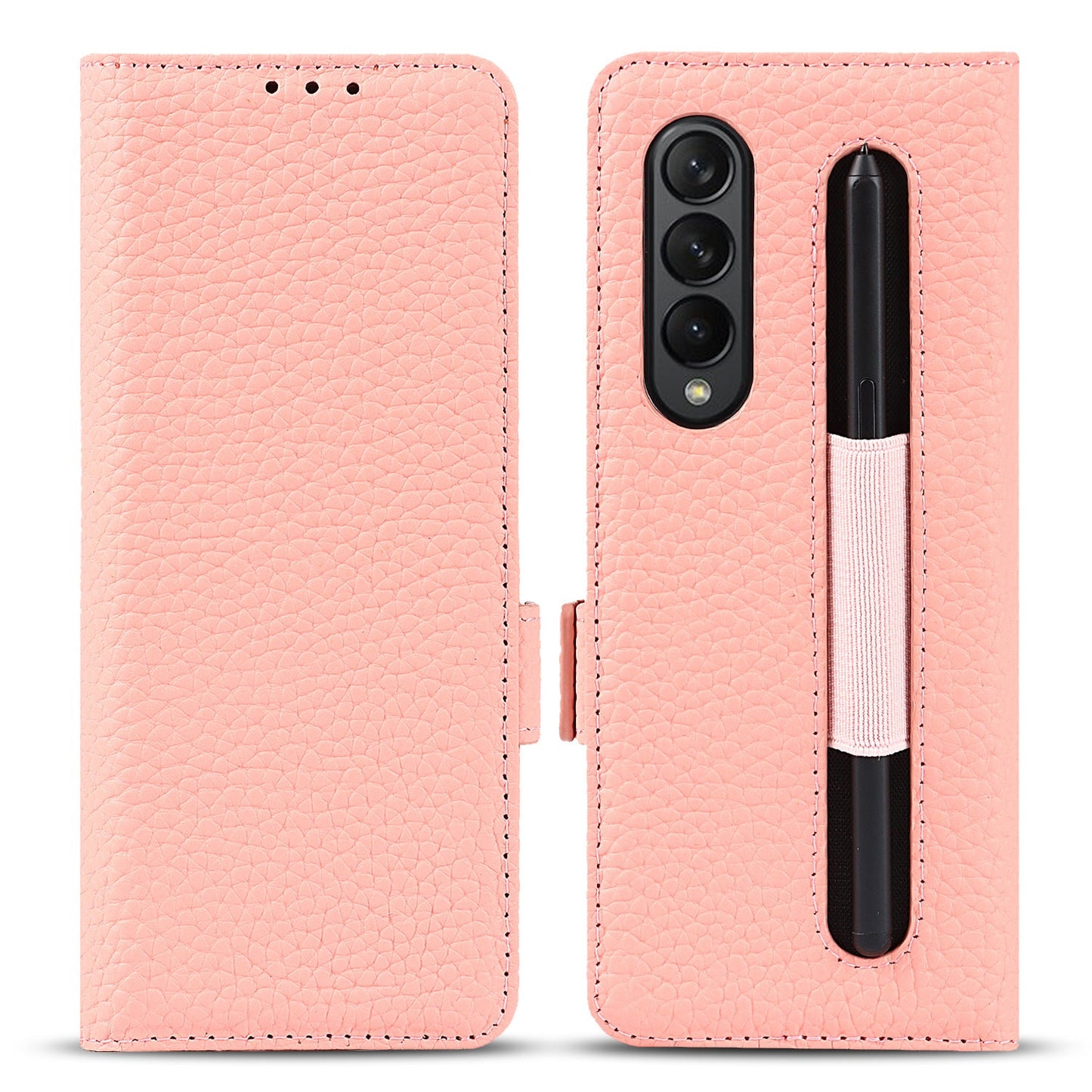 Hochwertige Litschi-Anti-Fall-Handyhülle mit Stiftschlitz für Samsung Galaxy Z Fold3 5G