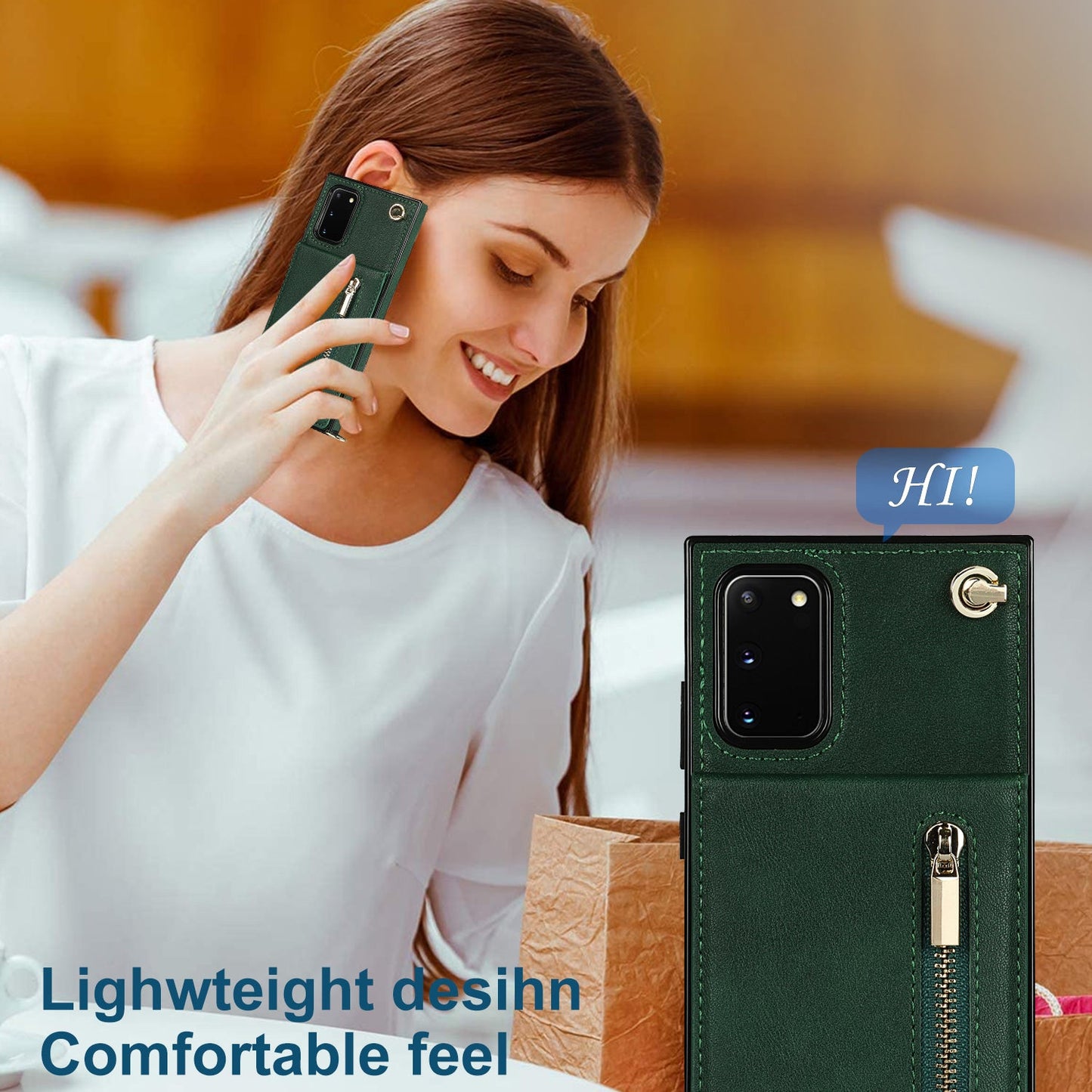 Neue Crossbody Reißverschluss Geldbörse Handyhülle für Samsung S20