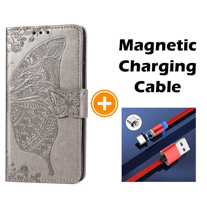 Luxuriöses geprägtes Schmetterlings-Leder-Brieftaschen-Flipcase für Samsung Galaxy S21FE