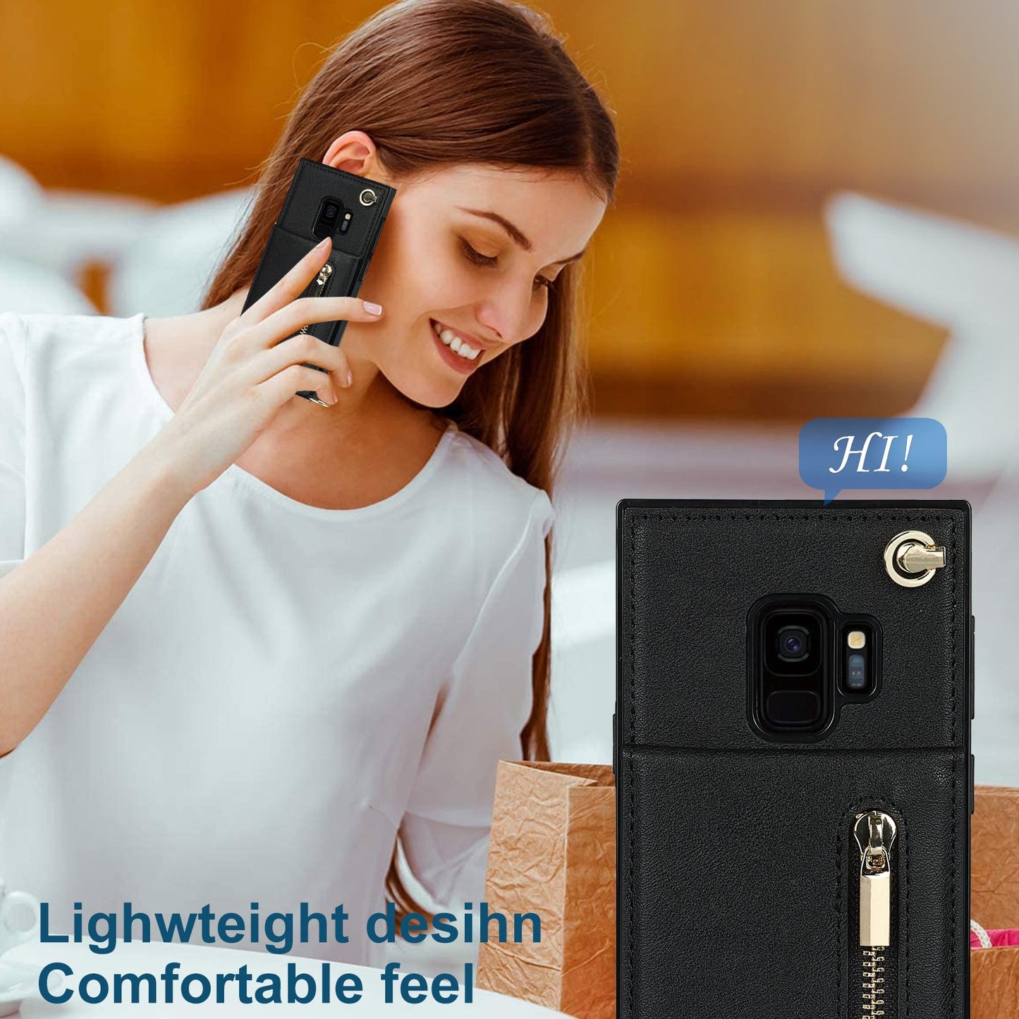Neue Umhänge-Reißverschluss-Brieftaschen-Handyhülle für Samsung S9