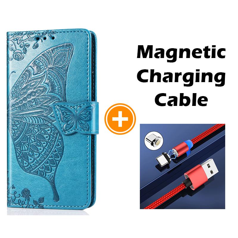 Luxuriöse geprägte Schmetterling Leder Geldbörse Flip Case für Samsung A10E