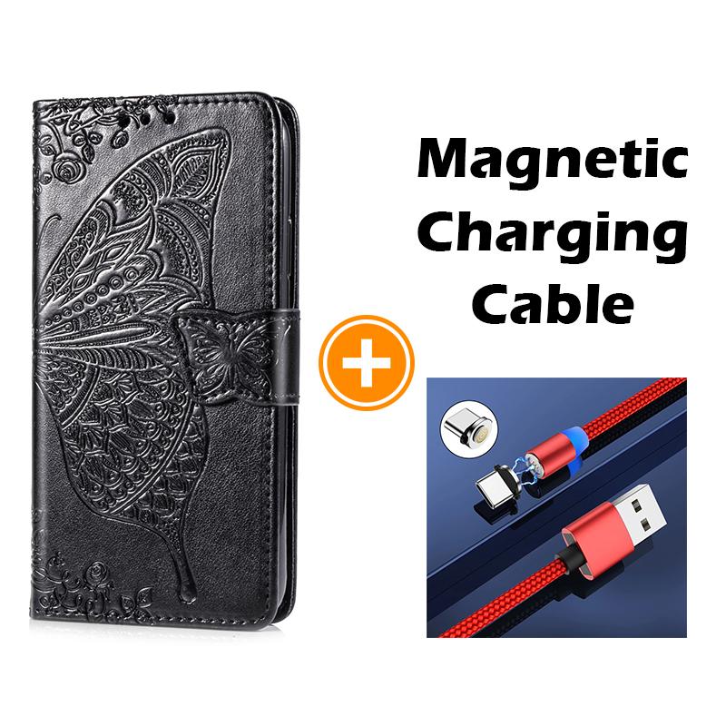 Luxuriöse geprägte Schmetterling Leder Geldbörse Flip Case für Samsung A10E