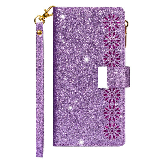 Étui à rabat en cuir scintillant et girly pour Samsung S21 Series