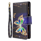 Large Capacity Painted Zipper Leather Case For Samsung S21 5G