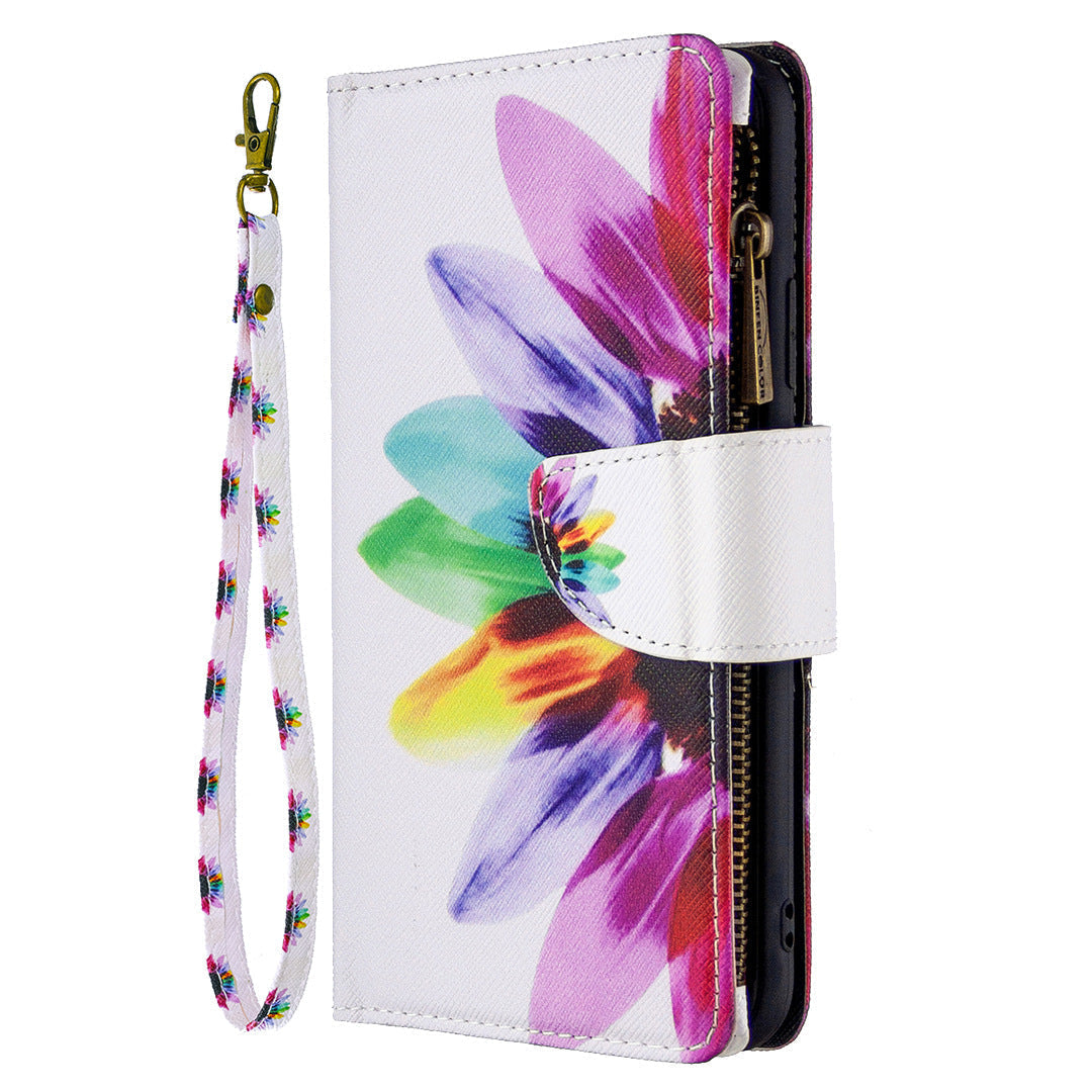 Étui en cuir peint à fermeture éclair de grande capacité pour Google Pixel 6