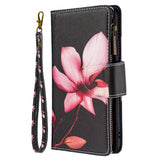 Large Capacity Painted Zipper Leather Case For Samsung S21 Ultra 5G