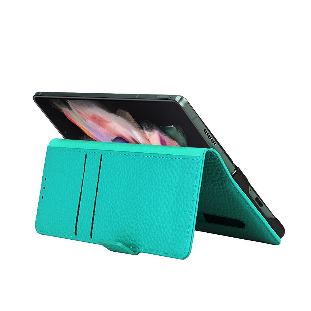Hochwertige Litschi-Anti-Fall-Handyhülle mit Stiftschlitz für Samsung Galaxy Z Fold3 5G