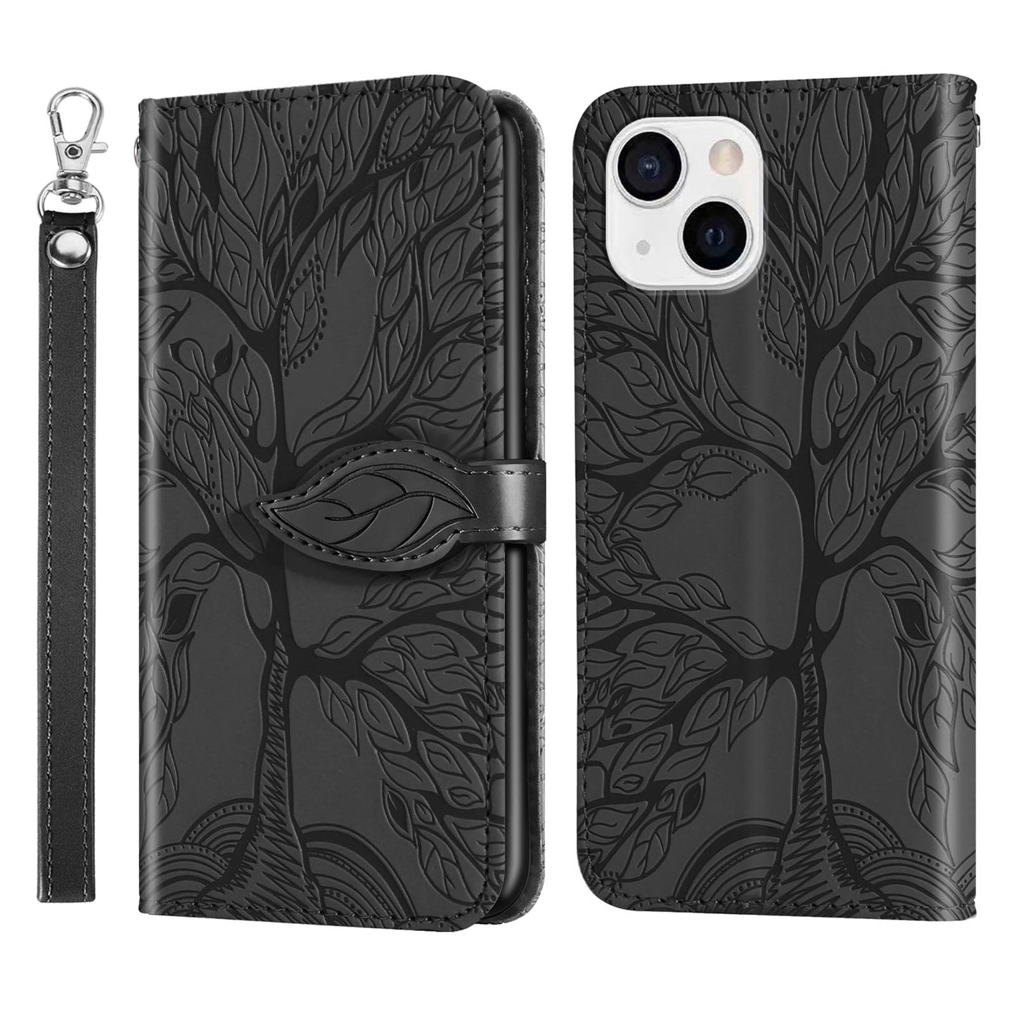 Neue 3D geprägte Lebensbaum-Brieftaschen-Handyhülle für iPhone