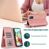 Luxury Skin Feel Multi-card Zipper Leather Case For Samsung A Series