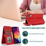 Luxury Skin Feel Multi-card Zipper Leather Case For Samsung A70