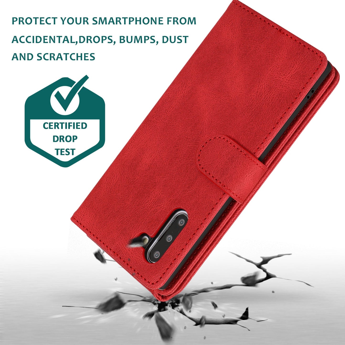 Étui en cuir de luxe à fermeture éclair multi-cartes pour Samsung Note10