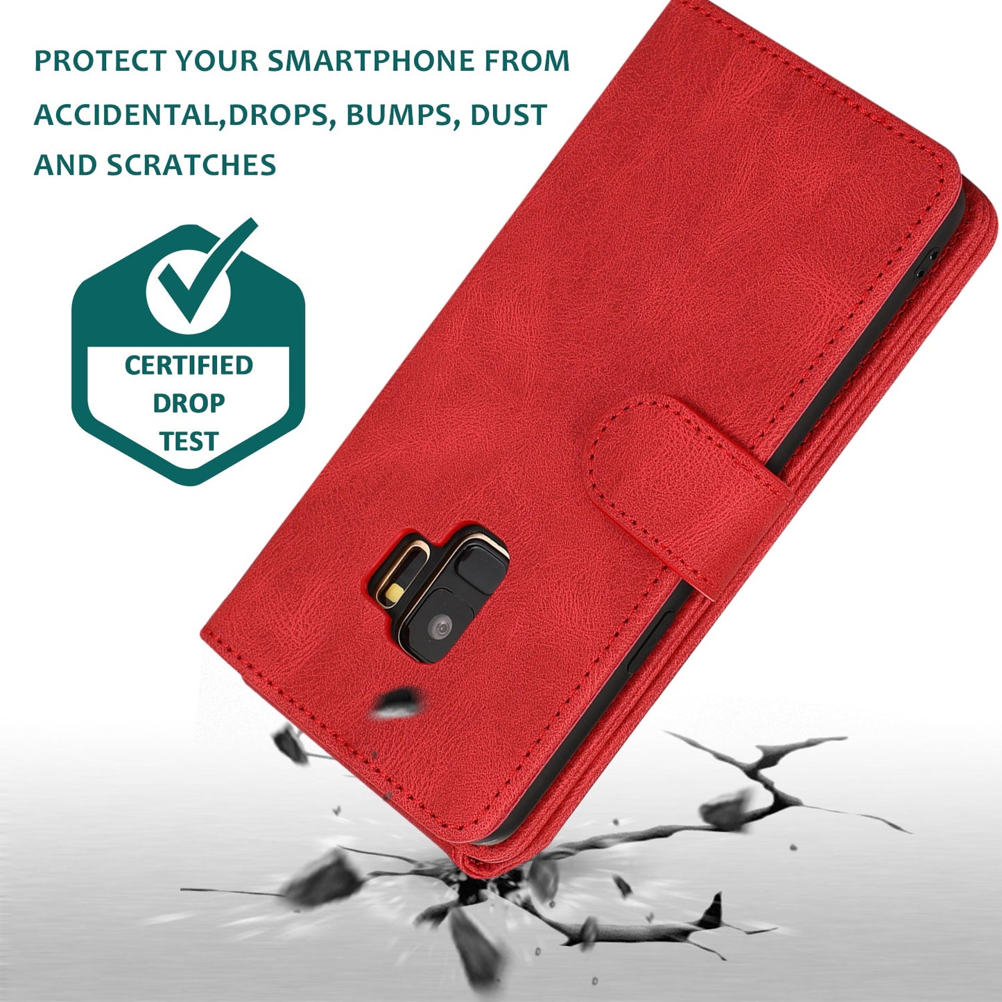 Luxuriöses Leder-Reißverschluss-Case mit mehreren Kartenfächern für Samsung S9