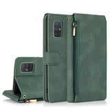 Luxury Skin Feel Multi-card Zipper Leather Case For Samsung A Series