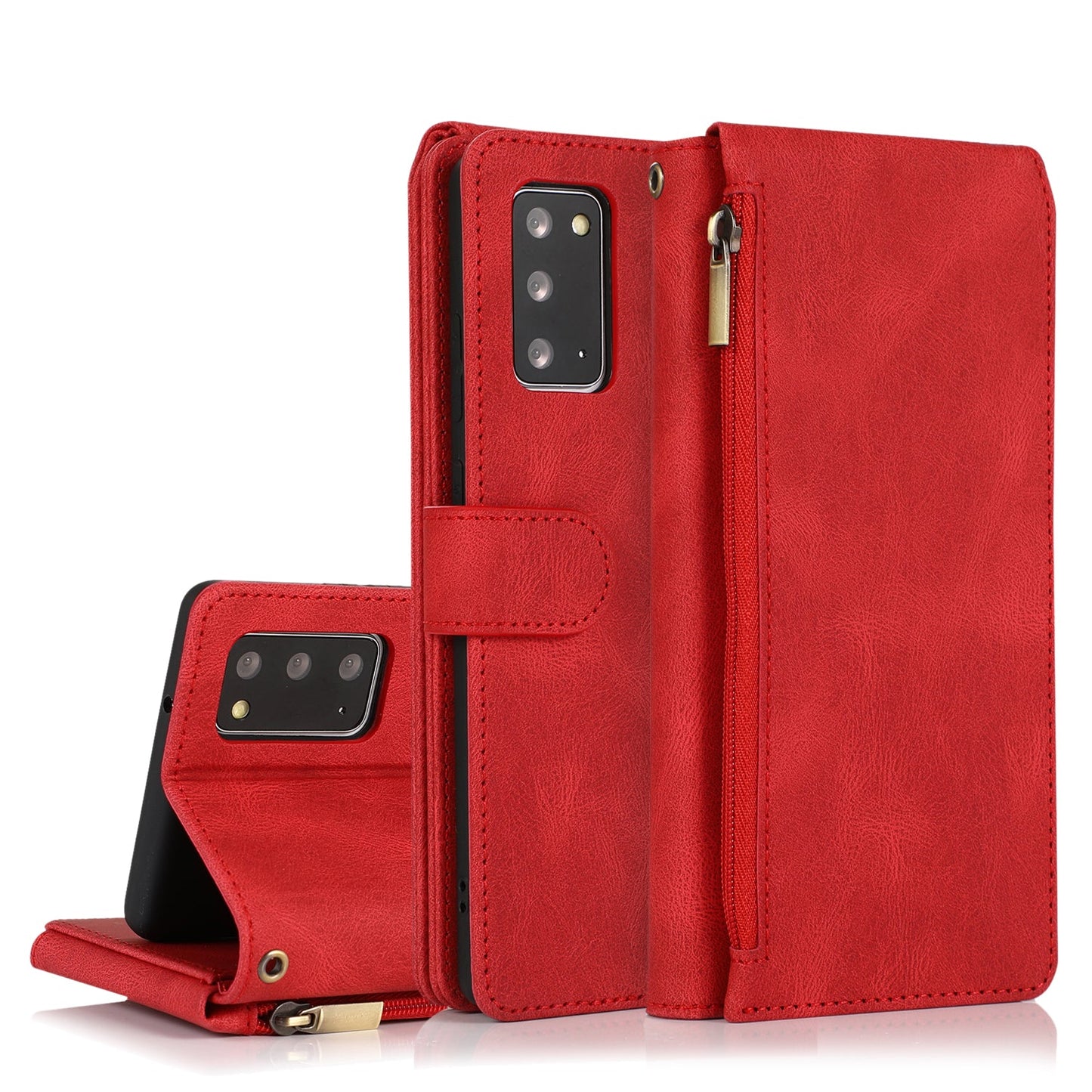 Luxury Skin Feel Multi-card Zipper Leather Case For Samsung Note20/Note20 5G