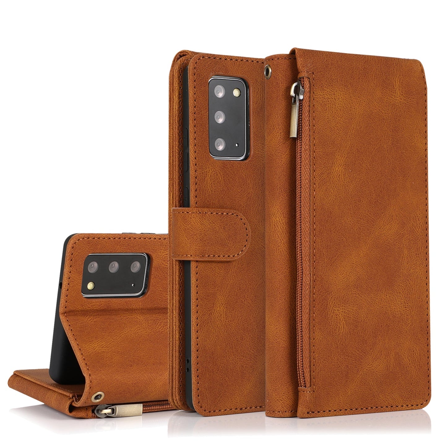 Luxury Skin Feel Multi-card Zipper Leather Case For Samsung Note20/Note20 5G