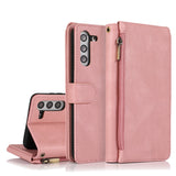 Luxury Skin Feel Multi-card Zipper Leather Case For Samsung S21 Plus