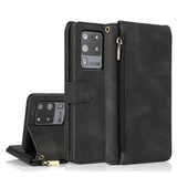 Luxury Skin Feel Multi-card Zipper Leather Case For Samsung S20 Ultra