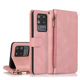 Luxury Skin Feel Multi-card Zipper Leather Case For Samsung S20 Ultra