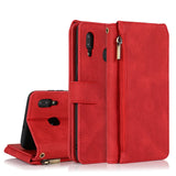 Luxury Skin Feel Multi-card Zipper Leather Case For Samsung A20