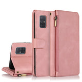 Luxury Skin Feel Multi-card Zipper Leather Case For Samsung A Series