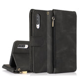 Luxury Skin Feel Multi-card Zipper Leather Case For Samsung A70