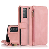 Luxury Skin Feel Multi-card Zipper Leather Case For Samsung S20FE 4G/5G