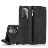 Luxury Skin Feel Multi-card Zipper Leather Case For Samsung A52