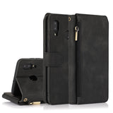 Luxury Skin Feel Multi-card Zipper Leather Case For Samsung A20