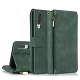 Luxury Skin Feel Multi-card Zipper Leather Case For Samsung A70