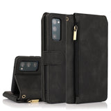 Luxury Skin Feel Multi-card Zipper Leather Case For Samsung S20FE 4G/5G