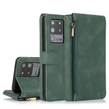 Luxury Skin Feel Multi-card Zipper Leather Case For Samsung S20 Ultra