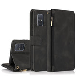 Luxury Skin Feel Multi-card Zipper Leather Case For Samsung A Series