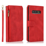 Luxury Skin Feel Multi-card Zipper Leather Case For Samsung S10 Plus