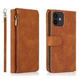 Luxury Skin Feel Multi-card Zipper Leather Case For iPhone 12 &11 Series