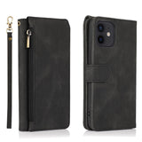 Luxury Skin Feel Multi-card Zipper Leather Case For iPhone 12 &11 Series