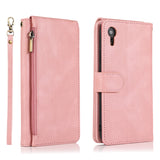 Luxury Skin Feel Multi-card Zipper Leather Case For iPhone XR