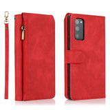 Luxury Skin Feel Multi-card Zipper Leather Case For Samsung S20FE 4G/5G