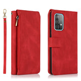 Luxury Skin Feel Multi-card Zipper Leather Case For Samsung A72