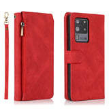 Luxury Skin Feel Multi-card Zipper Leather Case For Samsung S20 Ultra